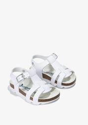 White Bio Buckle Sandals