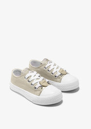 Gold Heart Metallized Canvas Sneakers