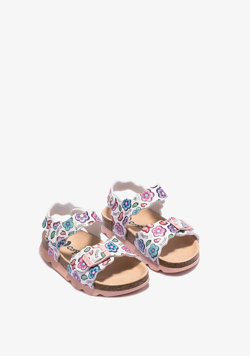 White Bio Flowers Sandals