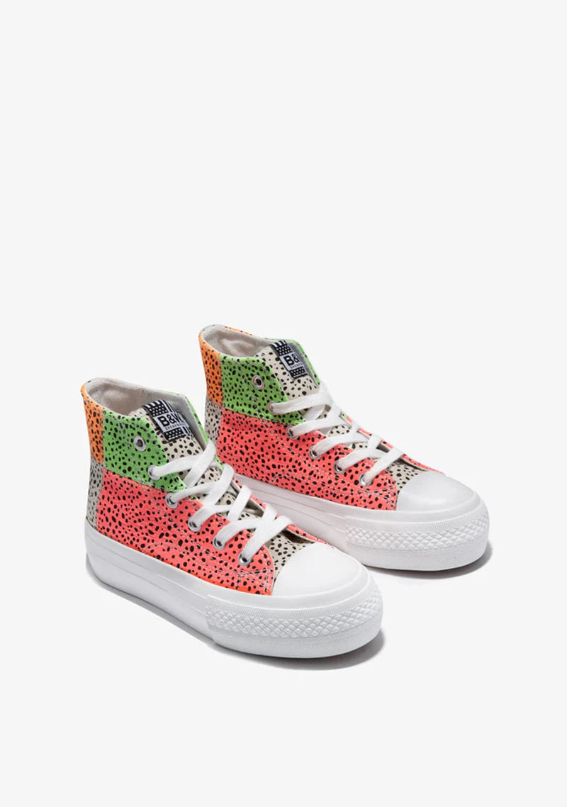 Multi Color Heart Patchwork Hi-Top Sneakers