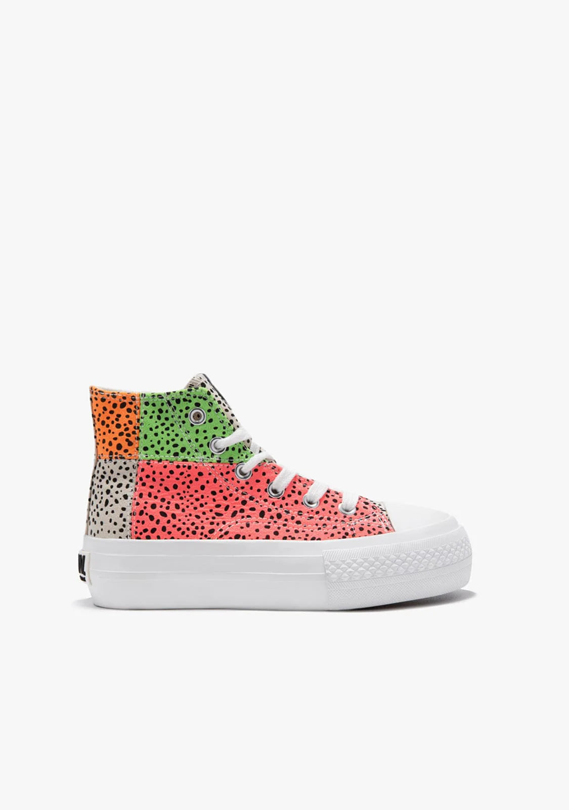 Multi Color Heart Patchwork Hi-Top Sneakers