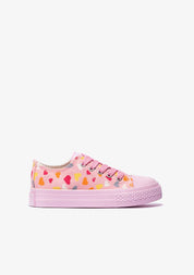 Pink Cord Heart Sneakers