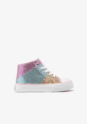 Glitter Patchwork Hi-Top Sneakers