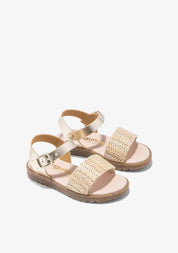 Beige Buckle Sandals