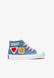 Denim Patchwork Hi-Top Sneakers