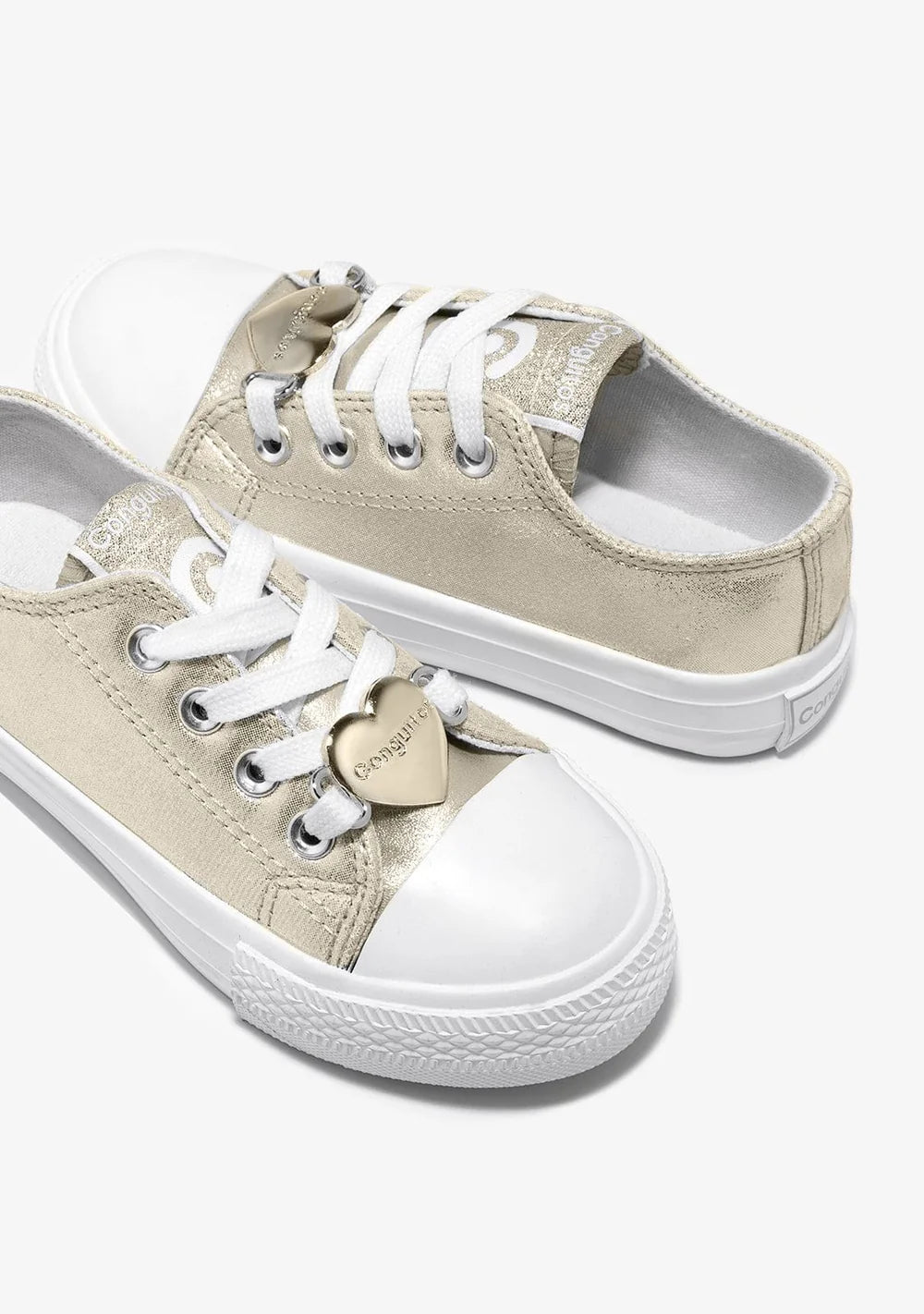 Gold Heart Metallized Canvas Sneakers