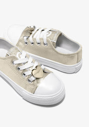 Gold Heart Metallized Canvas Sneakers