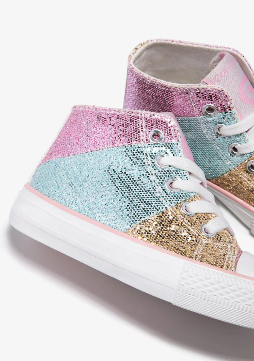 Glitter Patchwork Hi-Top Sneakers